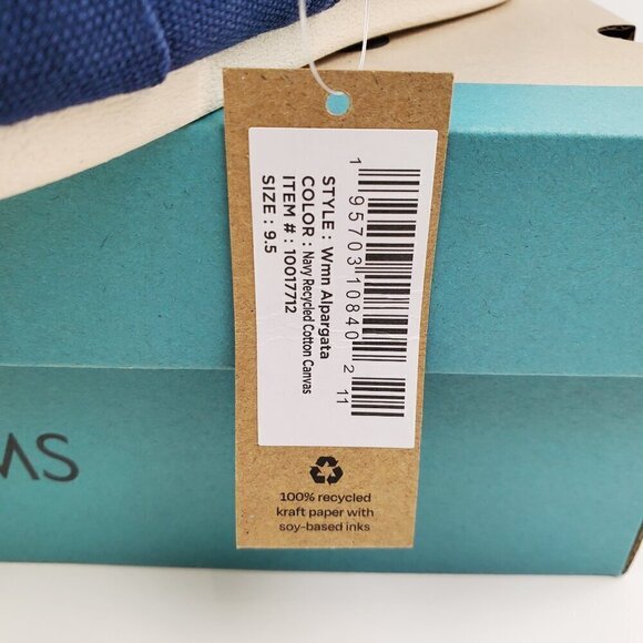 TOMS Alpargata Slip-On Shoes Navy Recycled Cotton Canvas Women's 9.5 NIB - Picture 7 of 12
